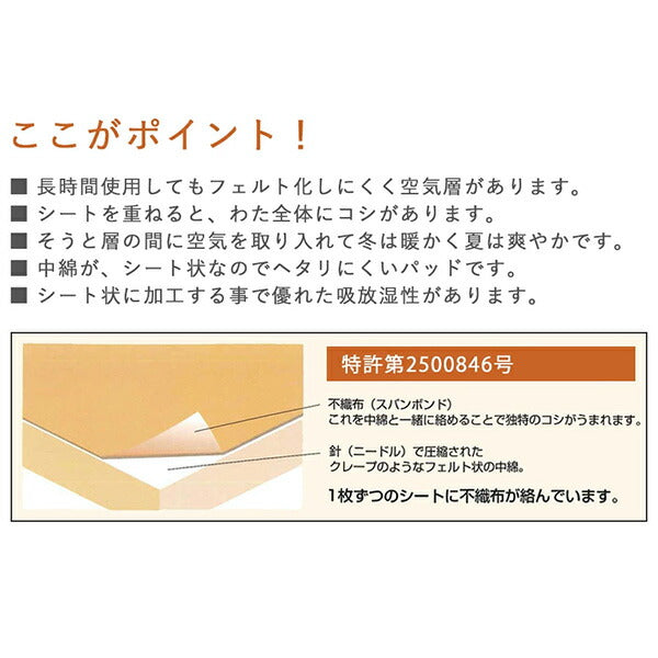敷き布団 羊毛 15層 全3サイズ マットレストッパー 抗菌 防臭 キャメル入り 多層式健康パッド