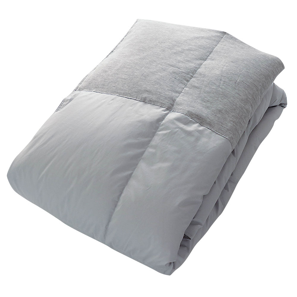 ダウンケット 肌掛け羽毛布団 ダウン85% 衿・裏ガーゼ シングルロング グレイ