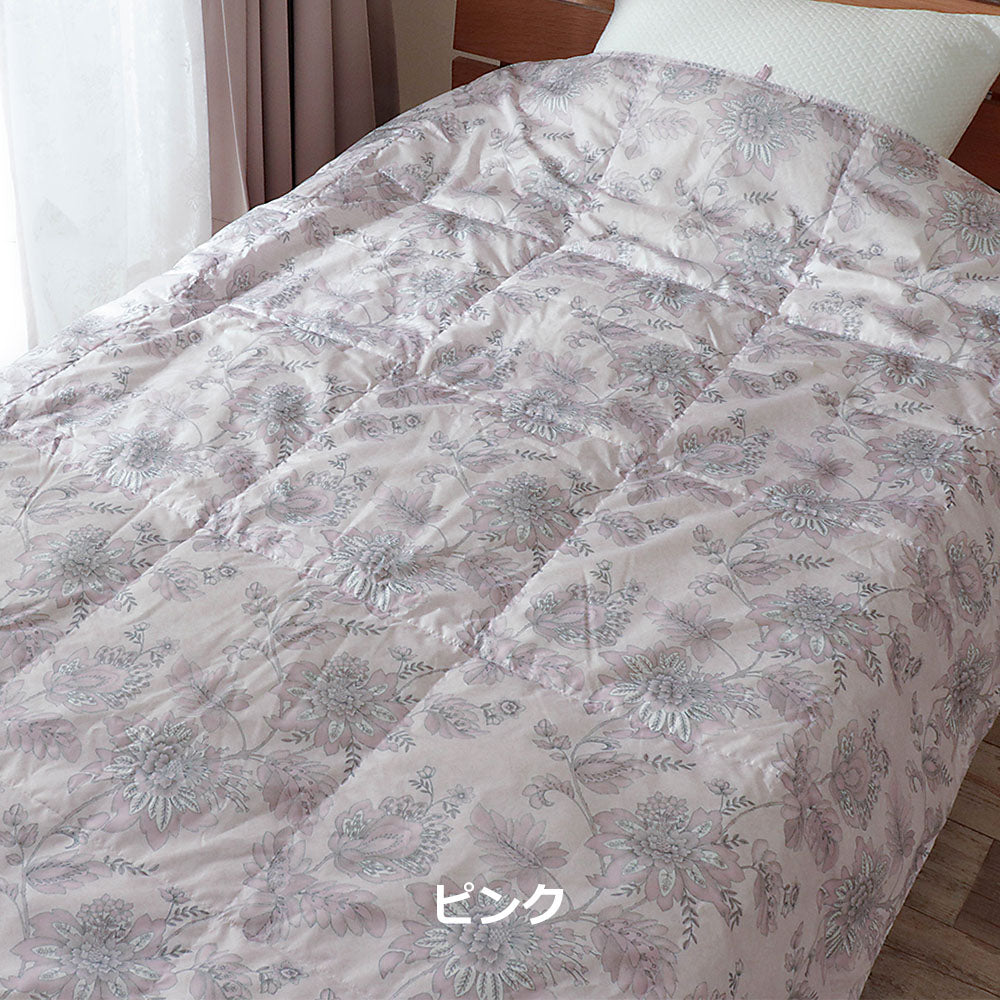 ダウンケット 肌掛け羽毛布団 ダウン70% 洗える シングルロング 花柄
