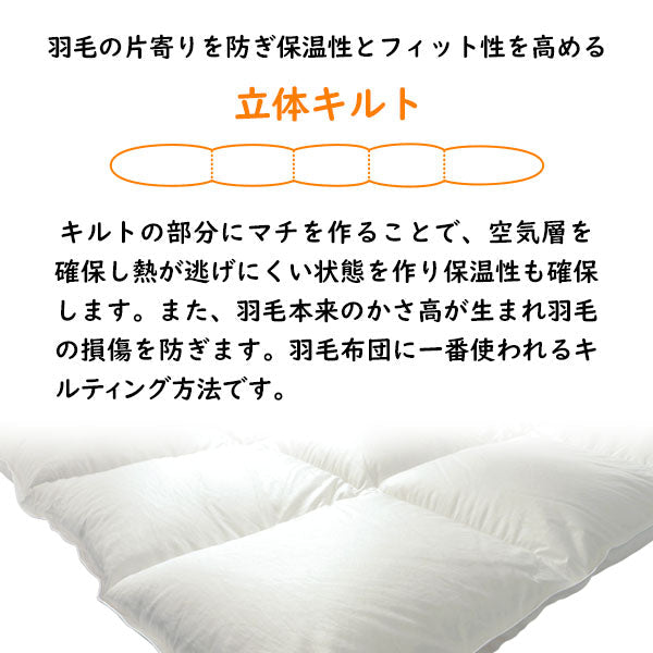 羽毛布団 シングルロング ダウン90% 綿100% 日本製 中身重量が選べる