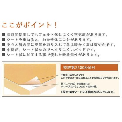 敷き布団 羊毛 15層 全3サイズ マットレストッパー 抗菌 防臭 キャメル入り 多層式健康パッド