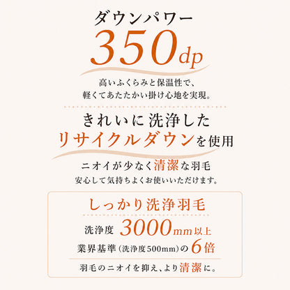 羽毛布団 シングル 日本製 ダウン85% 350dp 洗える 衿裏あったかフランネル カバー不要 0.6kg 1.0kg 選べる充填量 150×210cm 冬用 秋用 春用