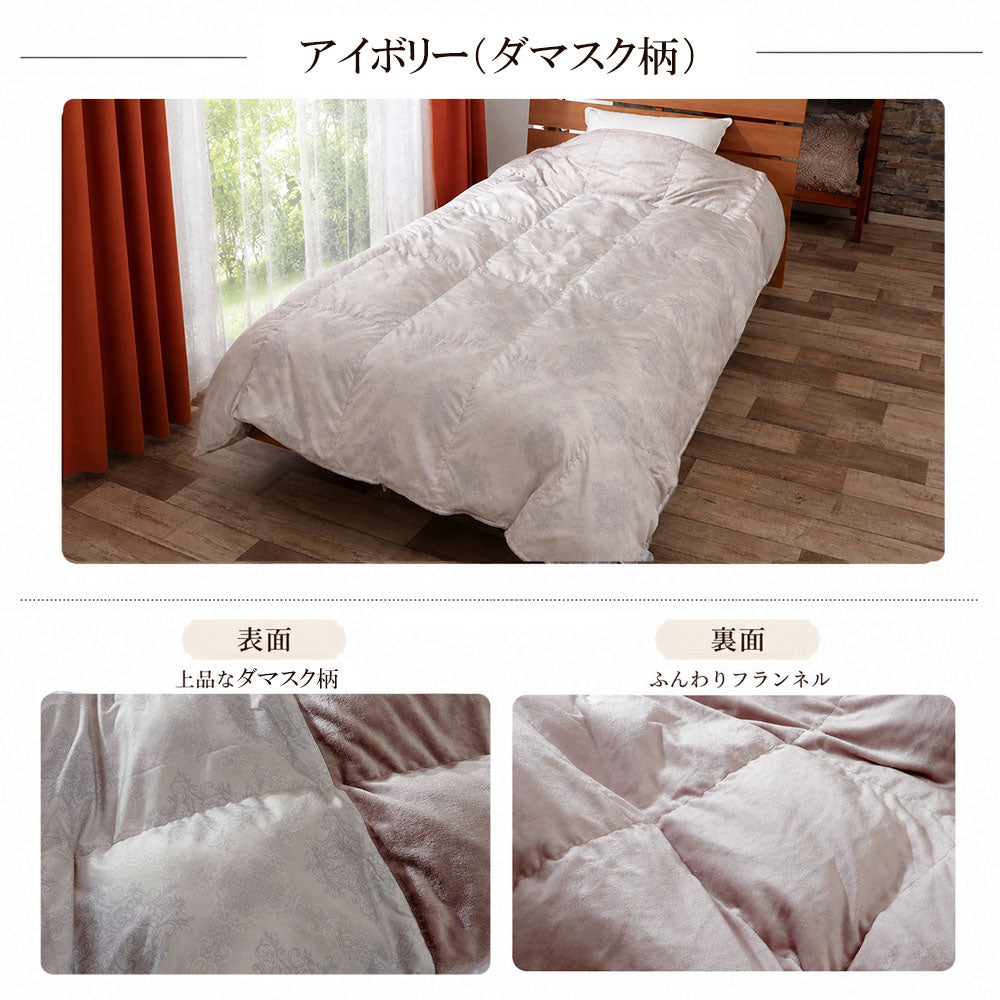 羽毛布団 シングル 日本製 ダウン85% 350dp 洗える 衿裏あったかフランネル カバー不要 0.6kg 1.0kg 選べる充填量 150×210cm 冬用 秋用 春用