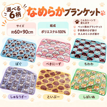 犬柄 なめらか ブランケット 60×90cm ペット用 ひざ掛け 子供用 ミニブランケット シュナウザー ペキニーズ チワワ パグ トイプードル 柴犬