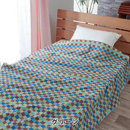 タオルケット チェック柄 綿100% 残糸 エコ 軽量 薄手 チェック ボーダー 速乾 夏用 シングル 140×190cm