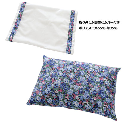 そば殻枕 まくら 枕 35×50cm カバー付き 洗える 花柄 双山羊柄 高さ調節可能 天然素材 日本製