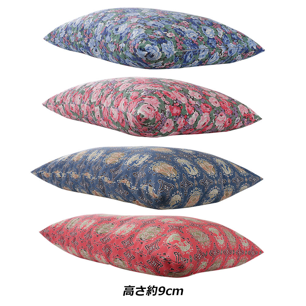 そば殻枕 まくら 枕 35×50cm カバー付き 洗える 花柄 双山羊柄 高さ調節可能 天然素材 日本製