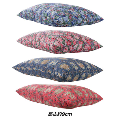 そば殻枕 まくら 枕 35×50cm カバー付き 洗える 花柄 双山羊柄 高さ調節可能 天然素材 日本製