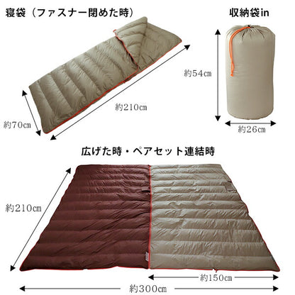 羽毛布団 寝袋 シュラフ 封筒型 2way 洗える シングル グース 93％ ダウンパワー 400dp フィルパワー 775fp 日本製