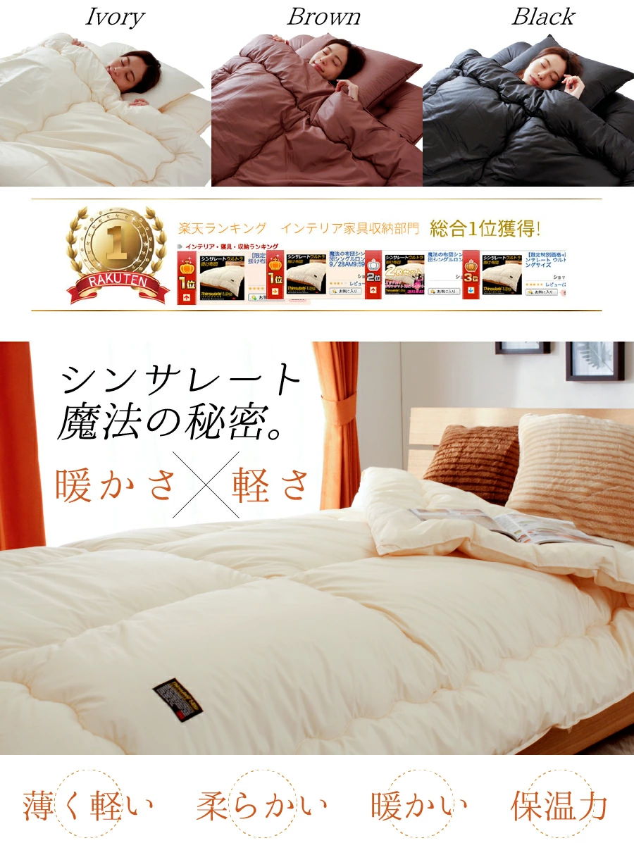 敷き布団 シングル 3M シンサレート 高機能中綿素材 ウルトラ 使用 あったか
