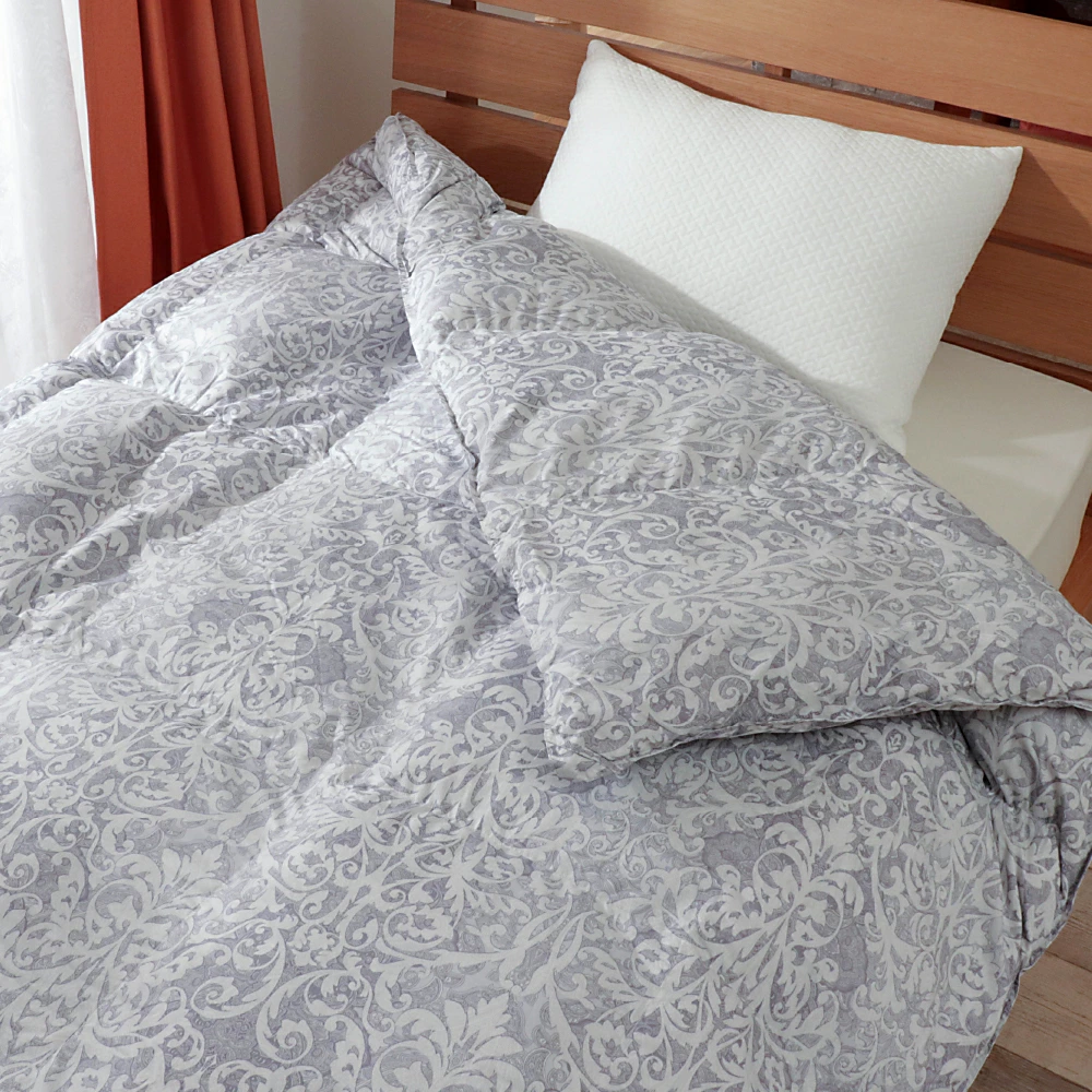 羽毛布団 シングル リサイクル ダウン 70% 国内洗浄 30マス ダマスク柄