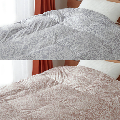 羽毛布団 シングル リサイクル ダウン 70% 国内洗浄 30マス ダマスク柄