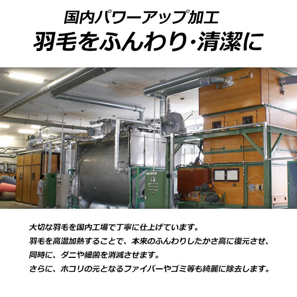 羽毛布団 シングル  ホワイトグース93% 1.0kg 立体キルト ダウンパワー400以上 日本製 抗菌加工