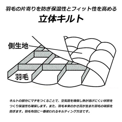 羽毛布団 シングル  ホワイトグース93% 1.0kg 立体キルト ダウンパワー400以上 日本製 抗菌加工