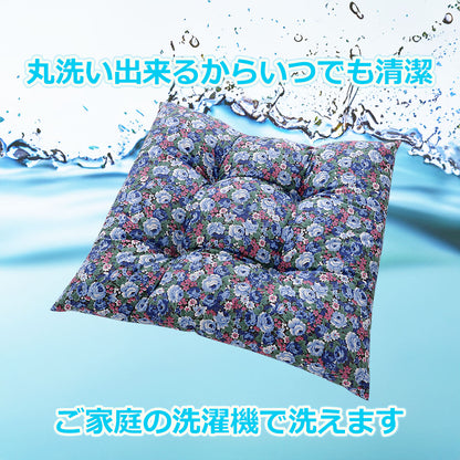 座布団 銘仙判 約55×59cm 花柄 双山羊柄 ポリエステル 洗える 日本製 来客 帰省